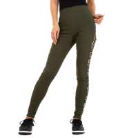 Fashion stevige legging panterprint khaki groen S/M 36/38