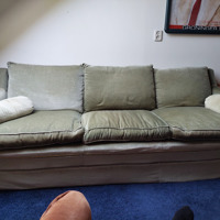 Groene velours driezitsbank