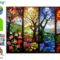 nr 78 Diamond Painting seizoens bomen 50x40cm (rond)