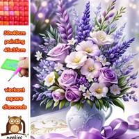 50x40cm Diamond Painting lila paars boeket (vierkant) nr 20