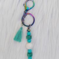 Sleutelhanger - tashanger metallic turquoise
