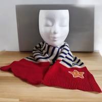 Winter kinder sjaal rood wit blauw met oranje ster one size