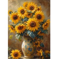 50x40cm Diamond Painting vaas met bloemen  (vierkant) nr 14