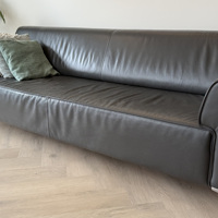 Bankstel Leer Montel - 3,5 zits, antraciet