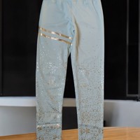 Holala stretchy legging mintgroen goud glitter L/XL