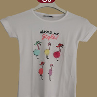 Glo-Story t-shirt flamingo's wit 98