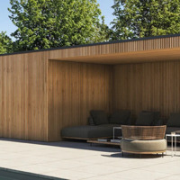 Strak tuinhuis Box-Thermo Wood in diverse standaard maten