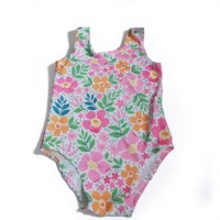 Meisjes badpak bloemen multicolor 110 / 4-5 jaar