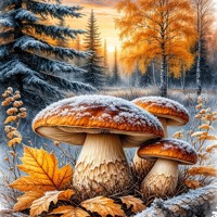 50x40cm Diamond Painting herfst paddestoelen (vierkant) nr 3