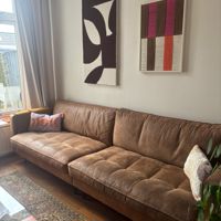 Bruin / Congac leren bank 