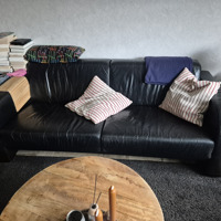 2 en 3 zwart leren bank