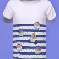 Glo-Story t-shirt cupcakes blauw 104