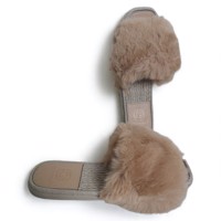 Fluffy muiltjes - slippers camel 40