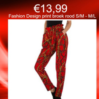 Fashion Design heerlijke print broek rood S/M - M/L