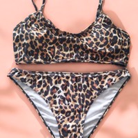 Bikini panter print bruin creme XL