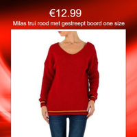 Milas trui rood met gestreept boord one size
