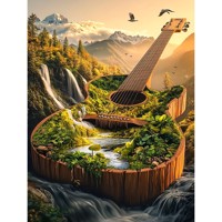 nr 2 Diamond Painting gitaar boslandschap 50x40cm (vierkant)