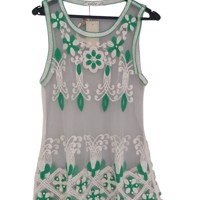 Whoa doorschijnende ibiza top met parels groen S/M