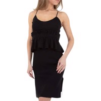Stretchy ribgebreide jurk zwart S/M