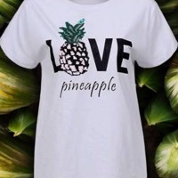 Glo-Story t-shirt lichtblauw love pineapple S