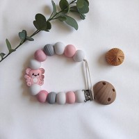 Speenkoord beertje lichtroze grijs wit