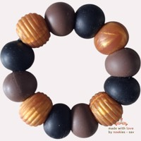 Noekies Handgemaakte Bijtring bruin goud zwart - Nieuw!