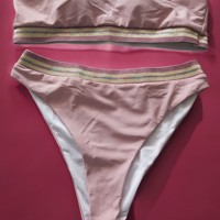 Bandeau bikini roze goud hoge taille XL