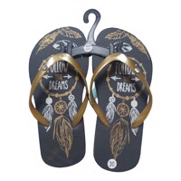 Teenslipper zwart goud met strass steentjes 30