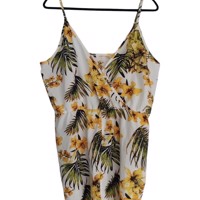 Playsuit bloemen print geel groen XL