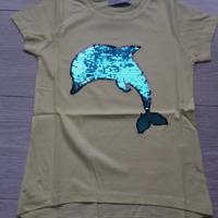 Glo-story T-shirt geel dolfijn glitter 116