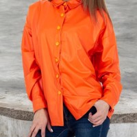 See See oversized blouse jasje knal oranje PU leer S/36