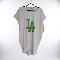 Shirt jurk LA wit groen one size