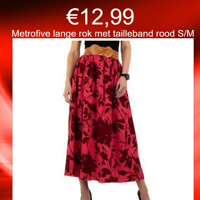 Metrofive lange rok met tailleband rood S/M