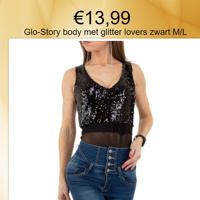 Glo-Story body met glitter lovers zwart M/L