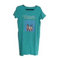 Shirt jurk tropical dog turquoise S