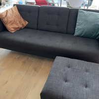 3-zitsbank met hocker, diep antracietgrijs
