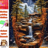 50x40cm Diamond Painting waterval bos (vierkant) nr 56