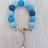 Sleutelhanger blauw met zilveren hartje