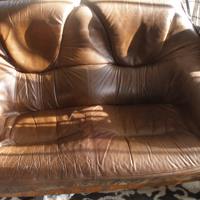 oude leren 2 zits bank 