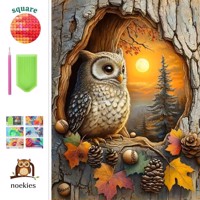 nr 49 Diamond Painting Uil in boom 50x40cm (vierkant)