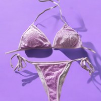 2 delige glitter bikini lilapaars L