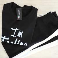 Joggingbroek &#x2B; sportshirt, 1 maat =34-36-38-40, zwart, nieuw