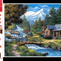 50x40cm Diamond Painting alpen huisje (vierkant) nr 37