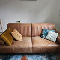 2,5 zits leren bank (cognac)