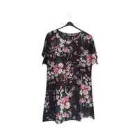Zomer jurk bloemen zwart groen roze M