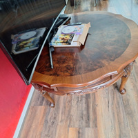 Queen-Anne salontafel, 100 cm. Mahonie. 55 cm hoog.