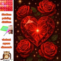 50x40cm Diamond Painting hart rozen (vierkant) nr 13