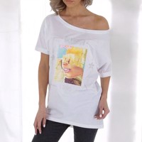 Glo-story t-shirt 1995 wit glamour glitter one size