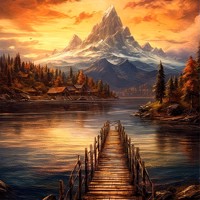 nr 118 Diamond Painting berg landschap 50x40cm (rond)