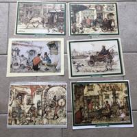 Anton Pieck gladde print tekeningen 6 stuks 